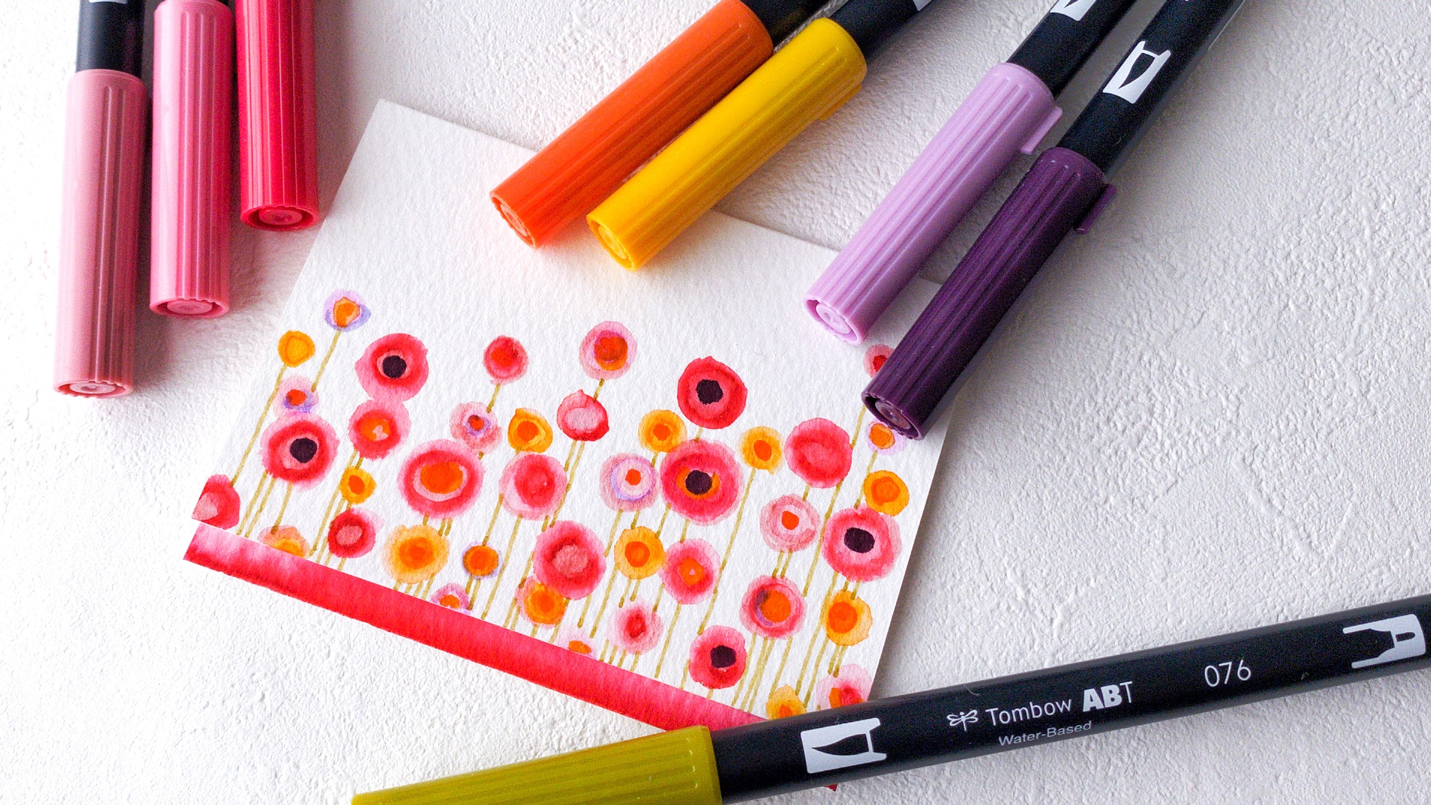 ABTと水筆でつくる「お花のイラストカード」｜TOMBOW FUN ART STUDIO ｜トンボ鉛筆