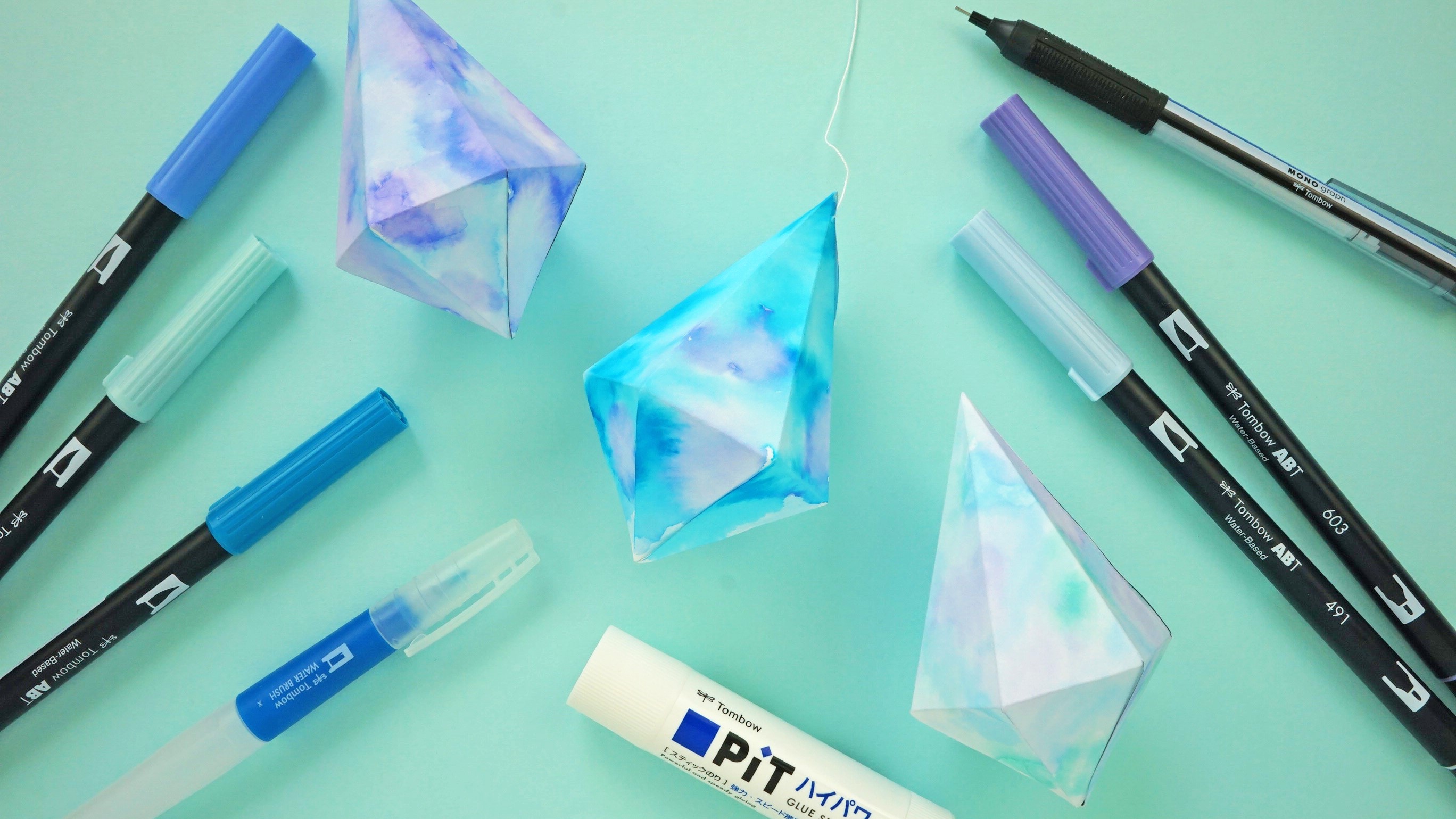 DLできる型紙付き】ABTと水筆で描く「梅雨の季節にぴったりな雫の